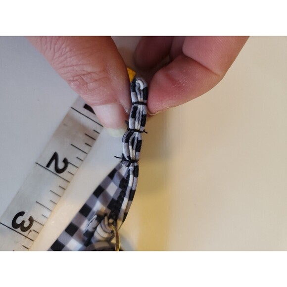 Womens Swimwear Top Large Black & White Check Print W/ Floral Detail Padded Bust - Picture 5 of 10